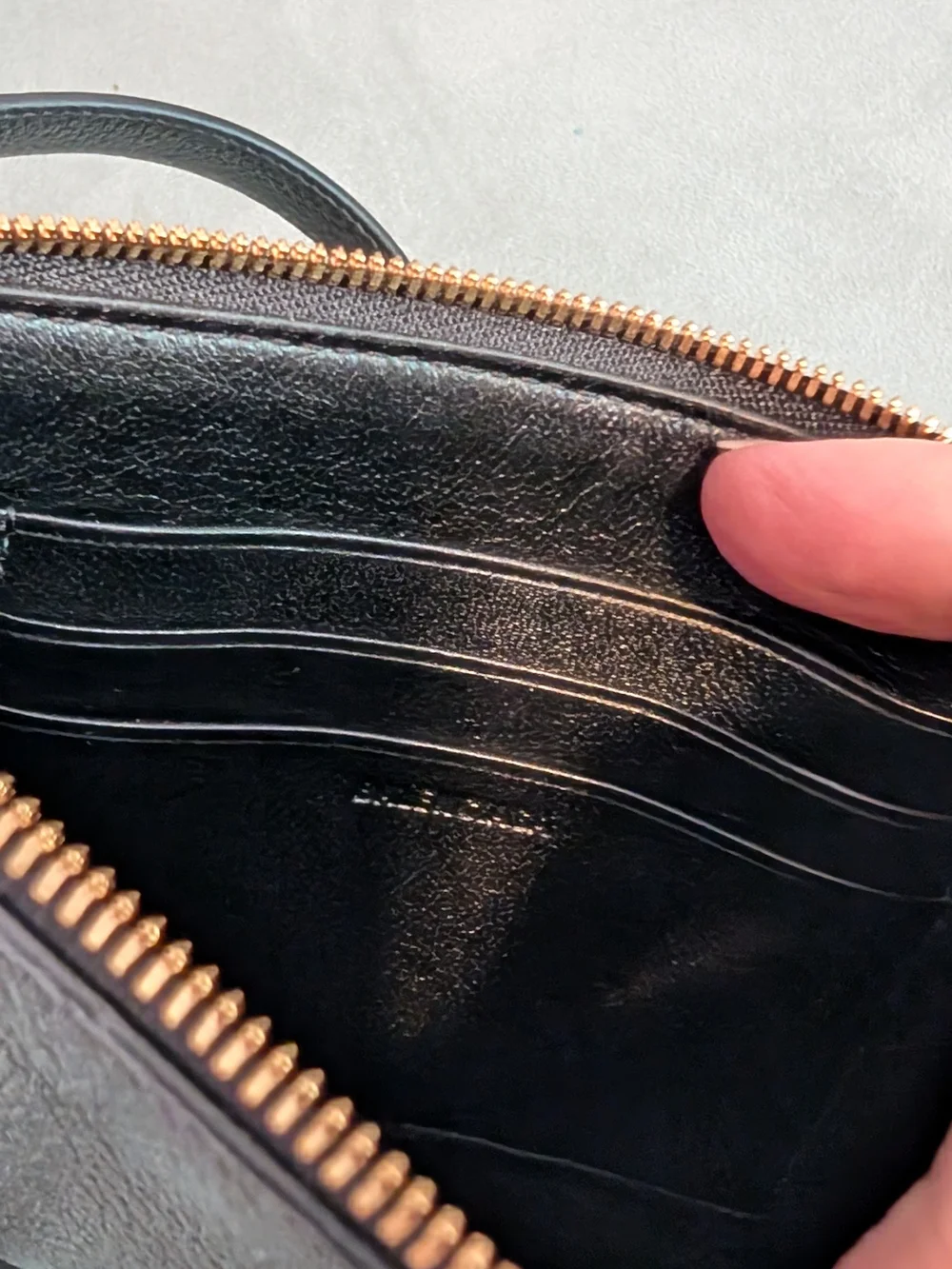 Balenciaga Black Leather Pouch/Wallet And Card Case On A Strap.
